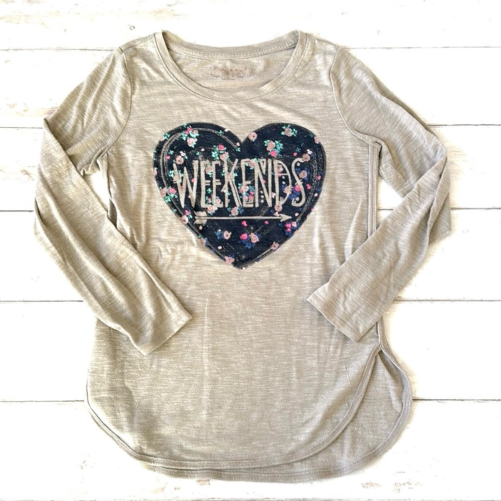 Girls Size 12 Long Sleeve Tee Kids Shirt Weekends Design Miss Brand